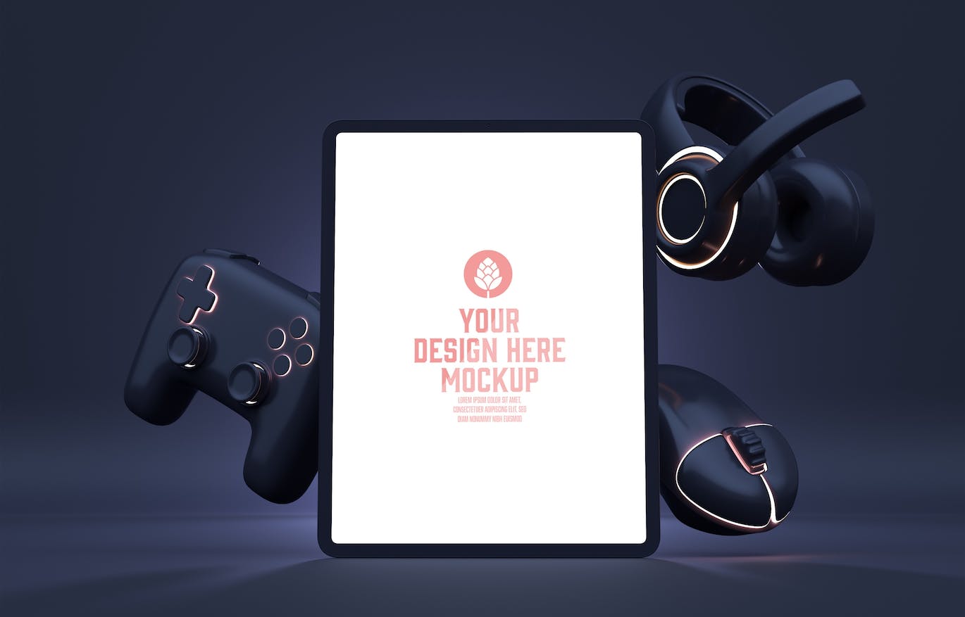 3D外设元素多媒体设备屏幕UI样机图psd素材 Set Multimedia Devices Mockup 样机素材 sucaiwan.com