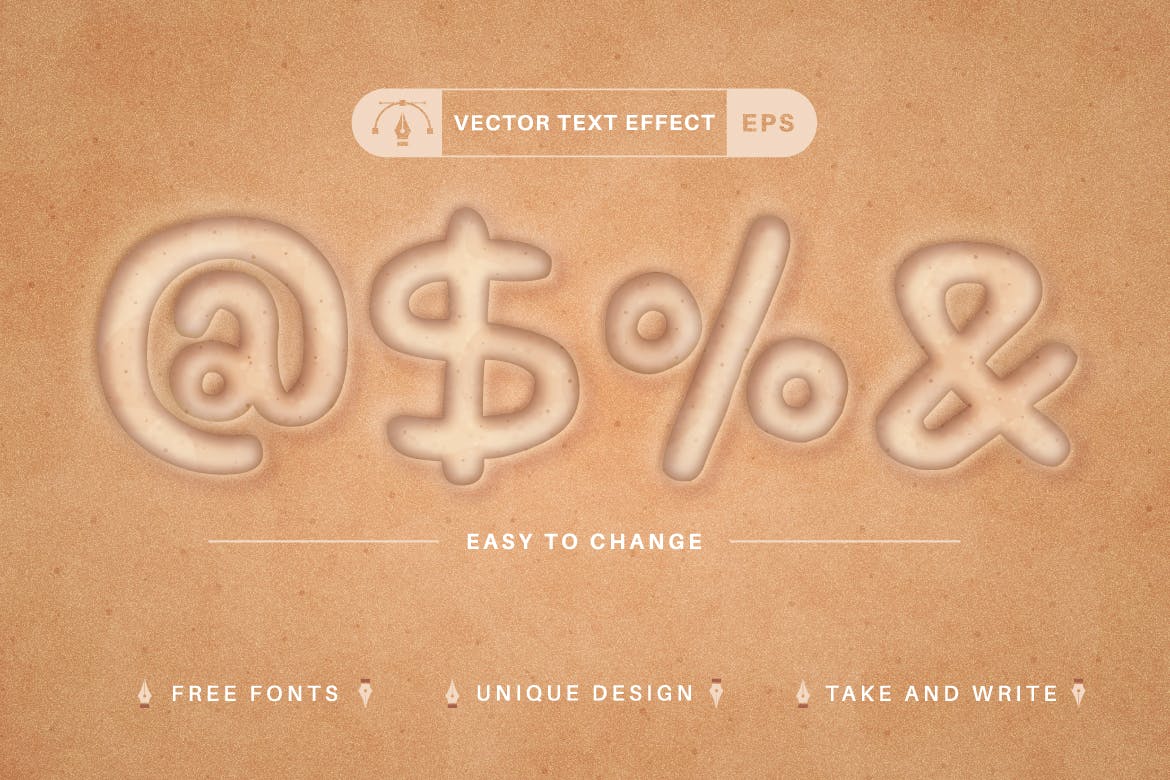 沙滩矢量文字效果字体样式 Sand Beach – Editable Text Effect, Font Style 插件预设 sucaiwan.com