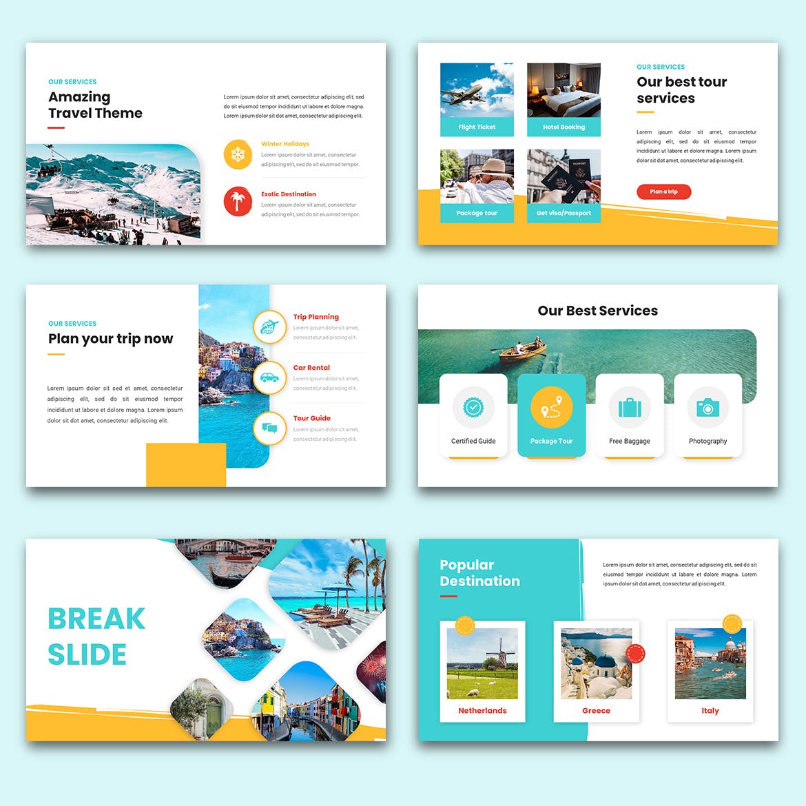 旅行社介绍谷歌幻灯片演示文稿模板 VAKANZ – Travel Agency Google Slide Template 幻灯图表 sucaiwan.com