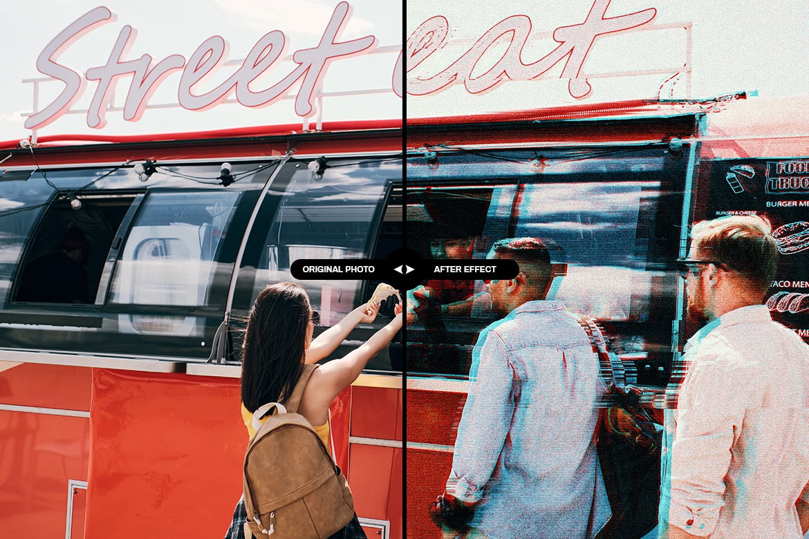 畸变故障失真PS照片效果模板 Glitch Distortion Photoshop Effect 插件预设 sucaiwan.com