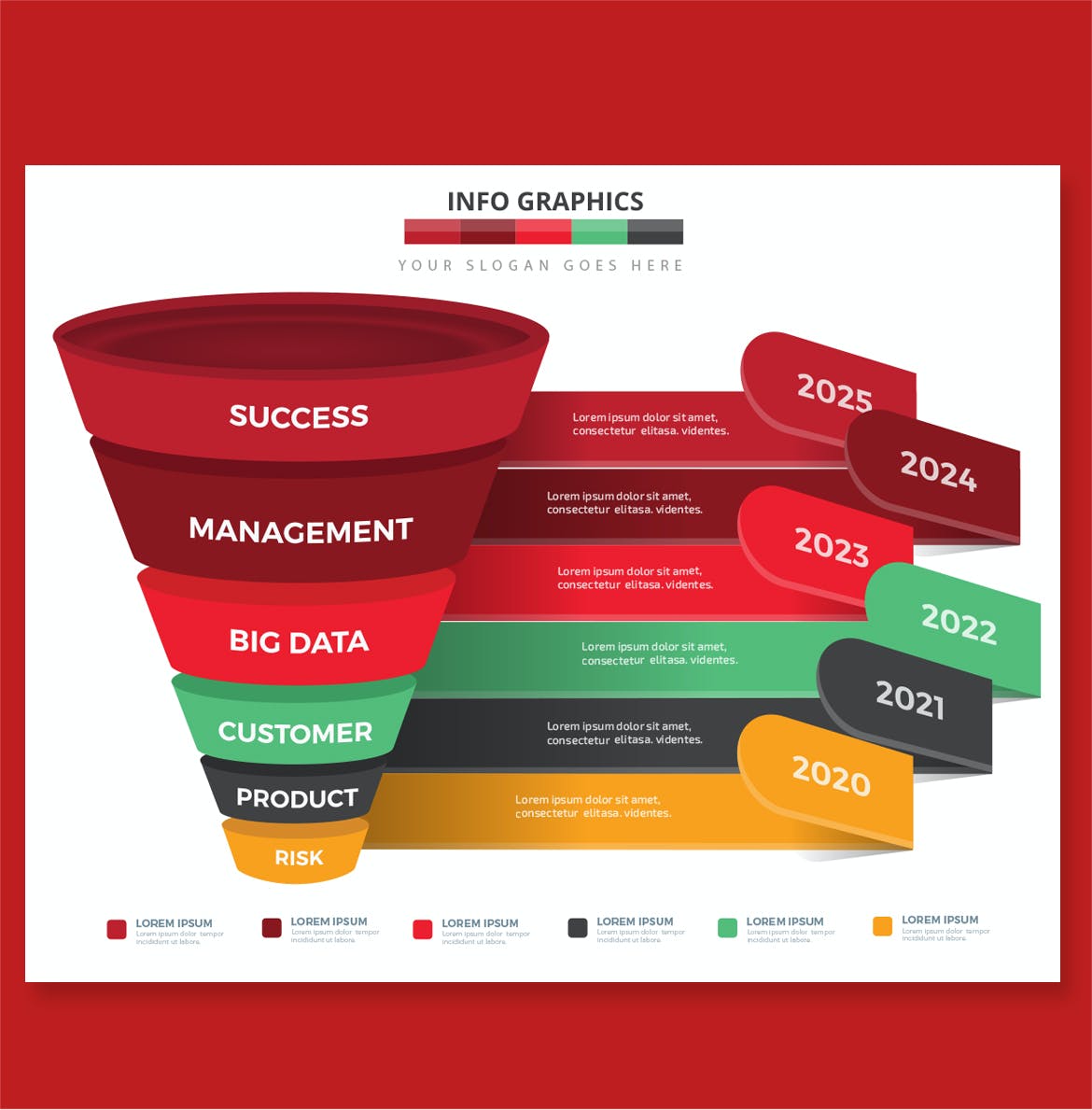 漏斗时间轴信息图表模板 Funnel Infographics 幻灯图表 sucaiwan.com