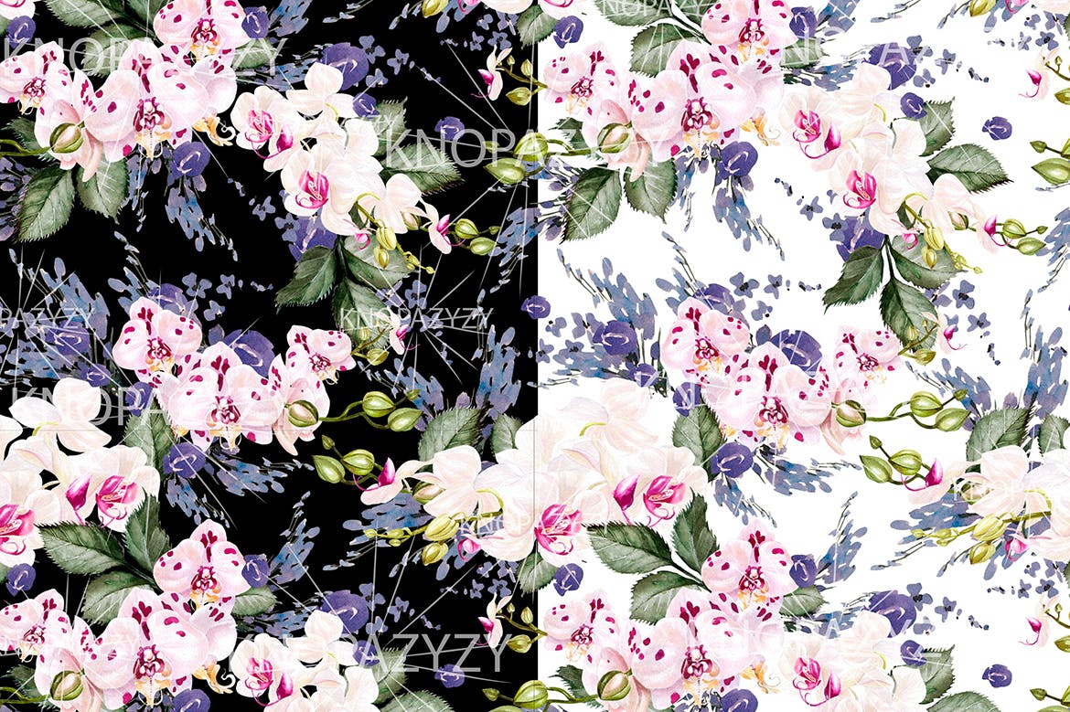手绘水彩花卉叶子图案素材 Hand Drawn Watercolor 14 PATTERNS 图片素材 sucaiwan.com