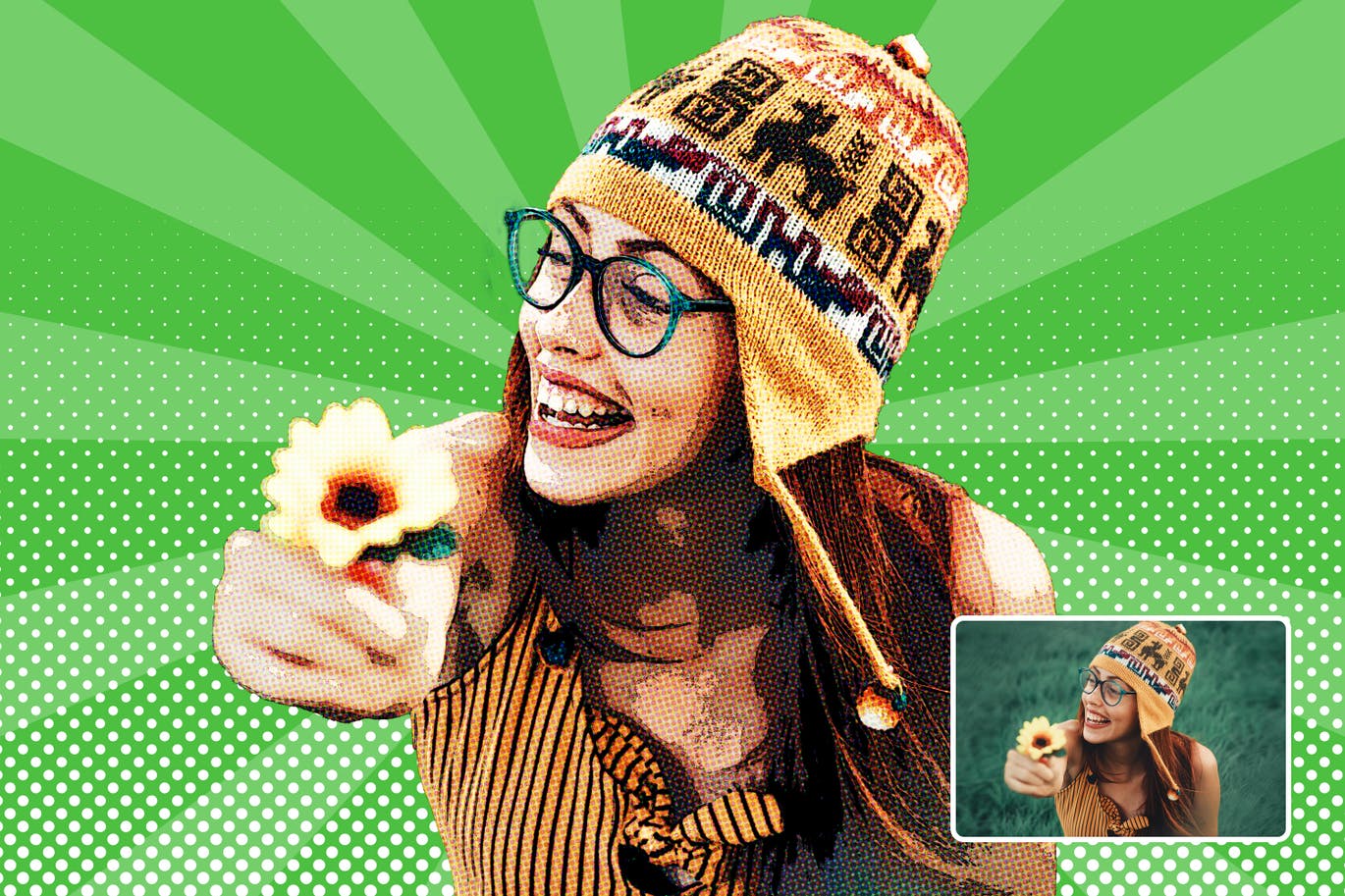 太阳漫画效果照片处理PS动作 Comic Effect Photoshop Action 插件预设 sucaiwan.com