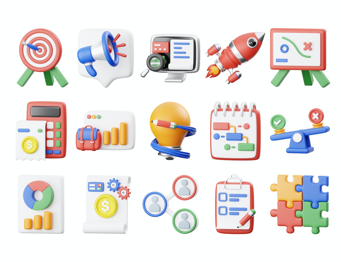 商业计划3D图标集 Business Plan 3D Icon 图标素材 sucaiwan.com