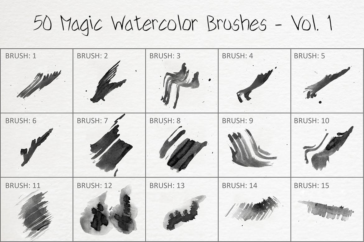 50个魔法水彩ps笔刷v1 50 Magic Watercolor Brushes – Vol. 1 笔刷资源 sucaiwan.com
