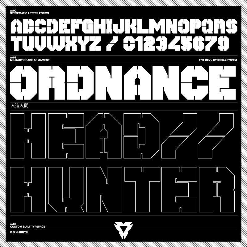 Hordnance现代机甲英文字体 设计素材 sucaiwan.com