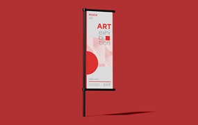 铁架旗帜广告牌样机psd模板 Billboard Mockup