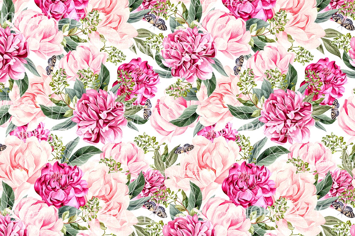 16个水彩多彩花朵图案素材 16 Watercolor Pattern 图片素材 sucaiwan.com