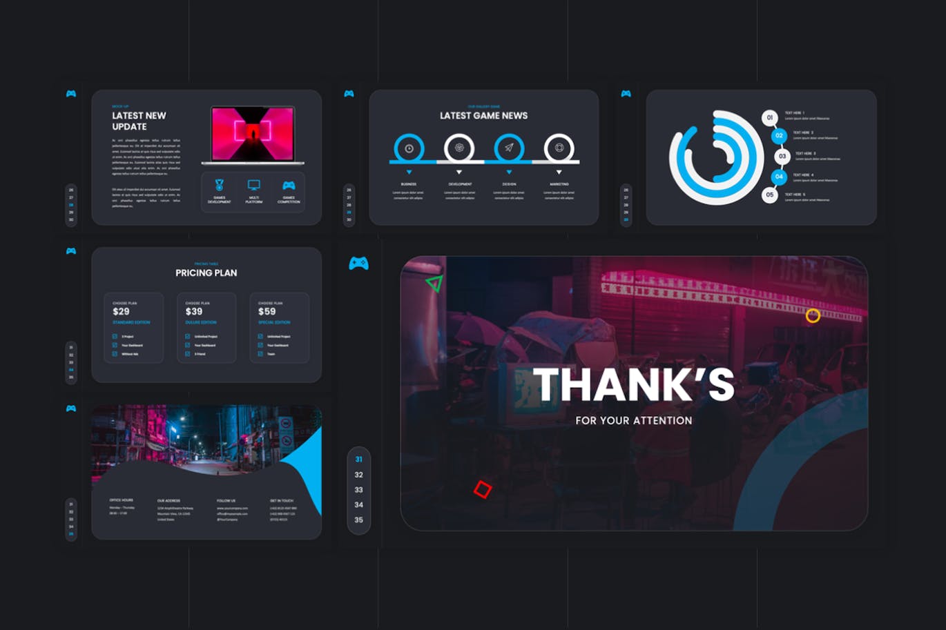 游戏工作室Powerpoint模板下载 Everwork – Gaming Studio PowerPoint Template 幻灯图表 sucaiwan.com