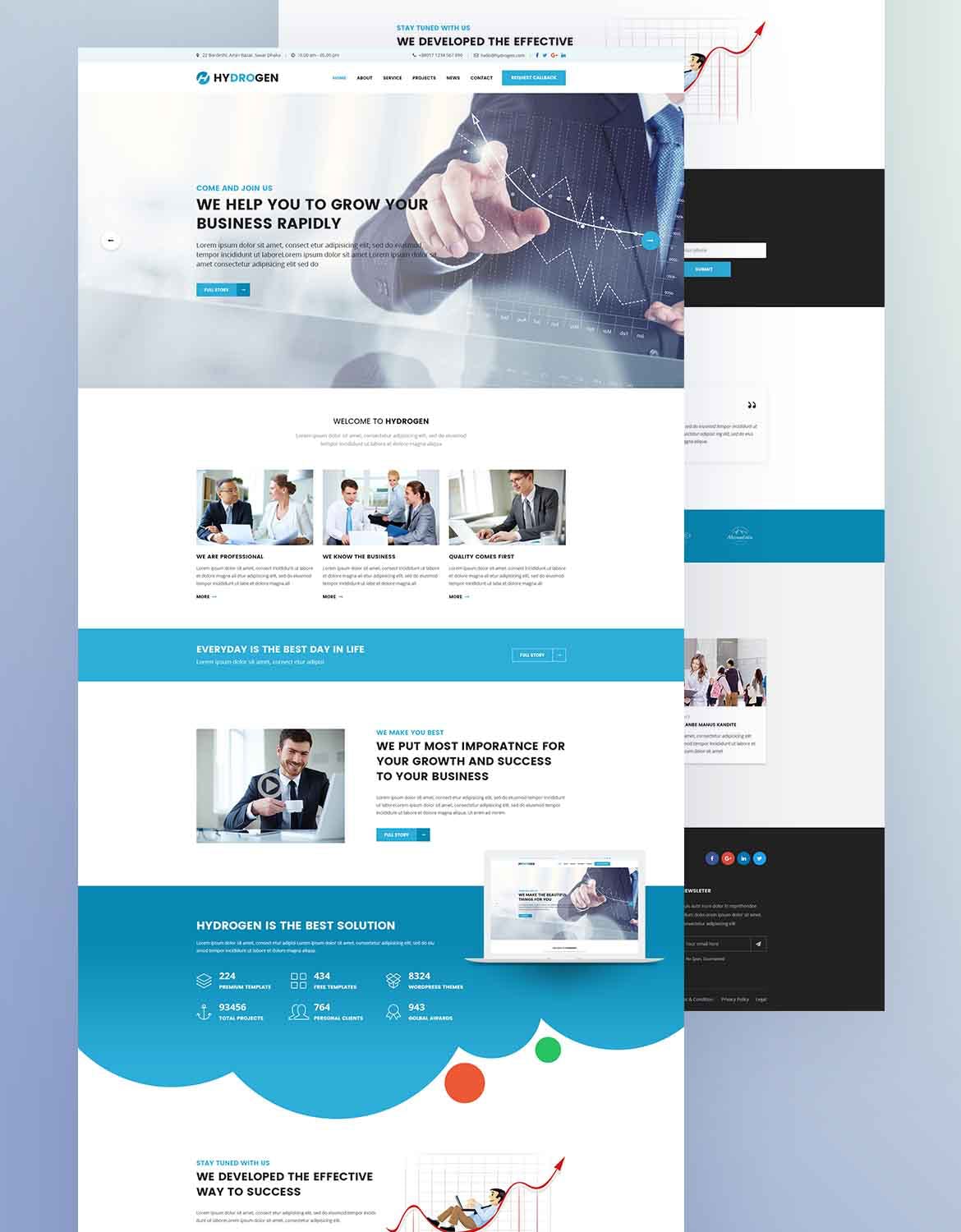 公司和商业网站着陆页PSD模板 Hydrogen – Corporate & Business Psd Template APP UI sucaiwan.com