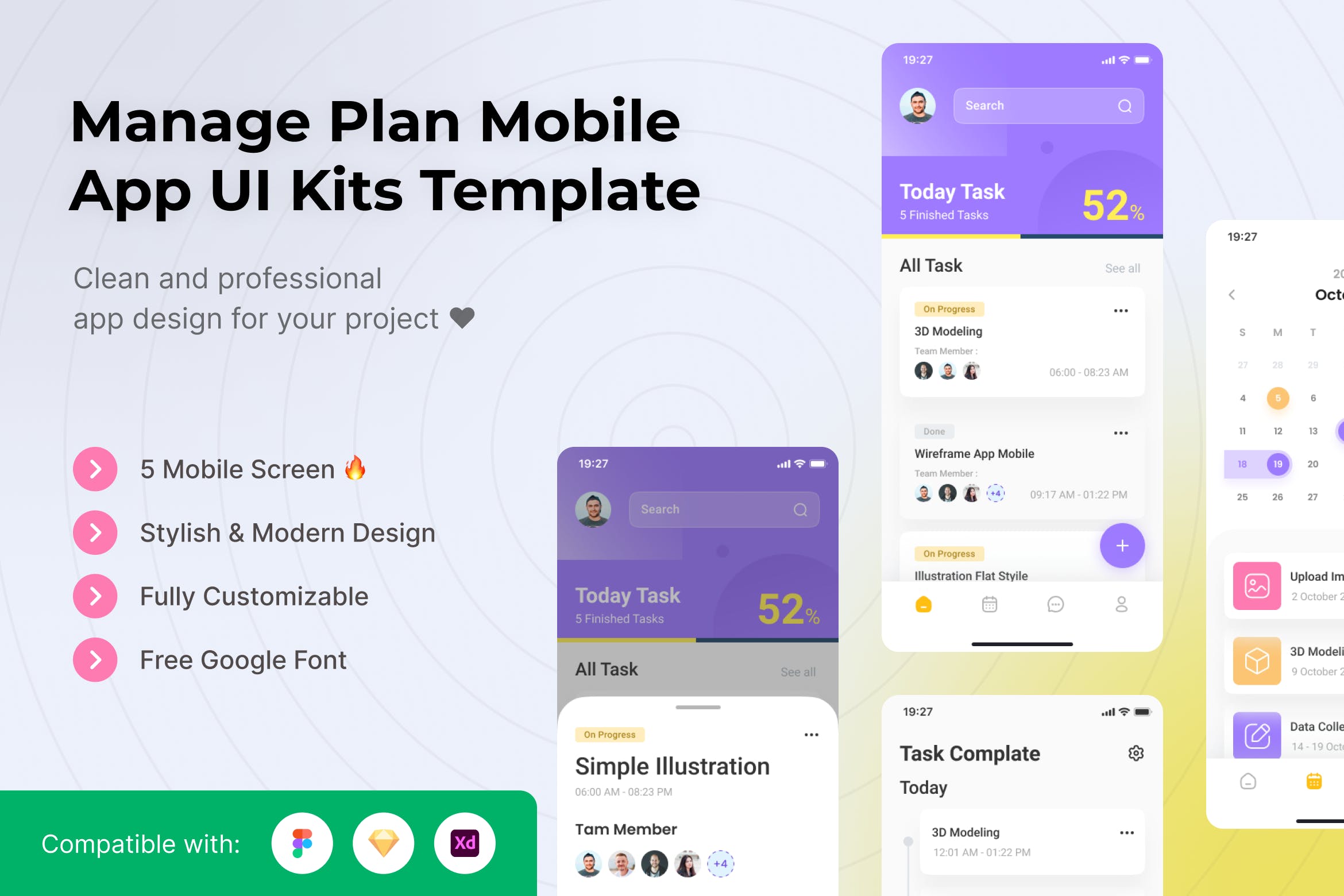 管理规划App移动应用UI套件模板 Manage Plan Mobile App UI Kits Template APP UI sucaiwan.com