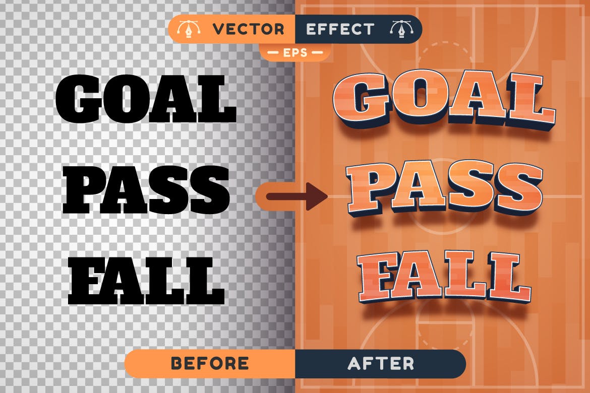 篮球矢量文字效果字体样式 Basketball – Editable Text Effect, Font Style 插件预设 sucaiwan.com