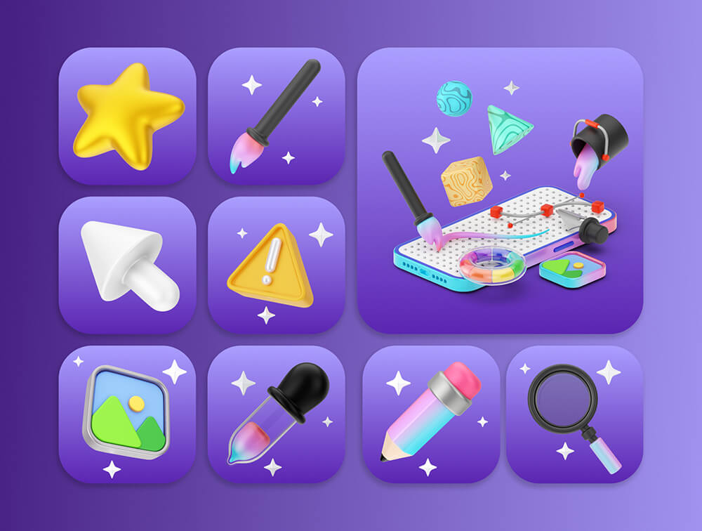 用户界面&图形设计3D图标和插画 图标素材 sucaiwan.com