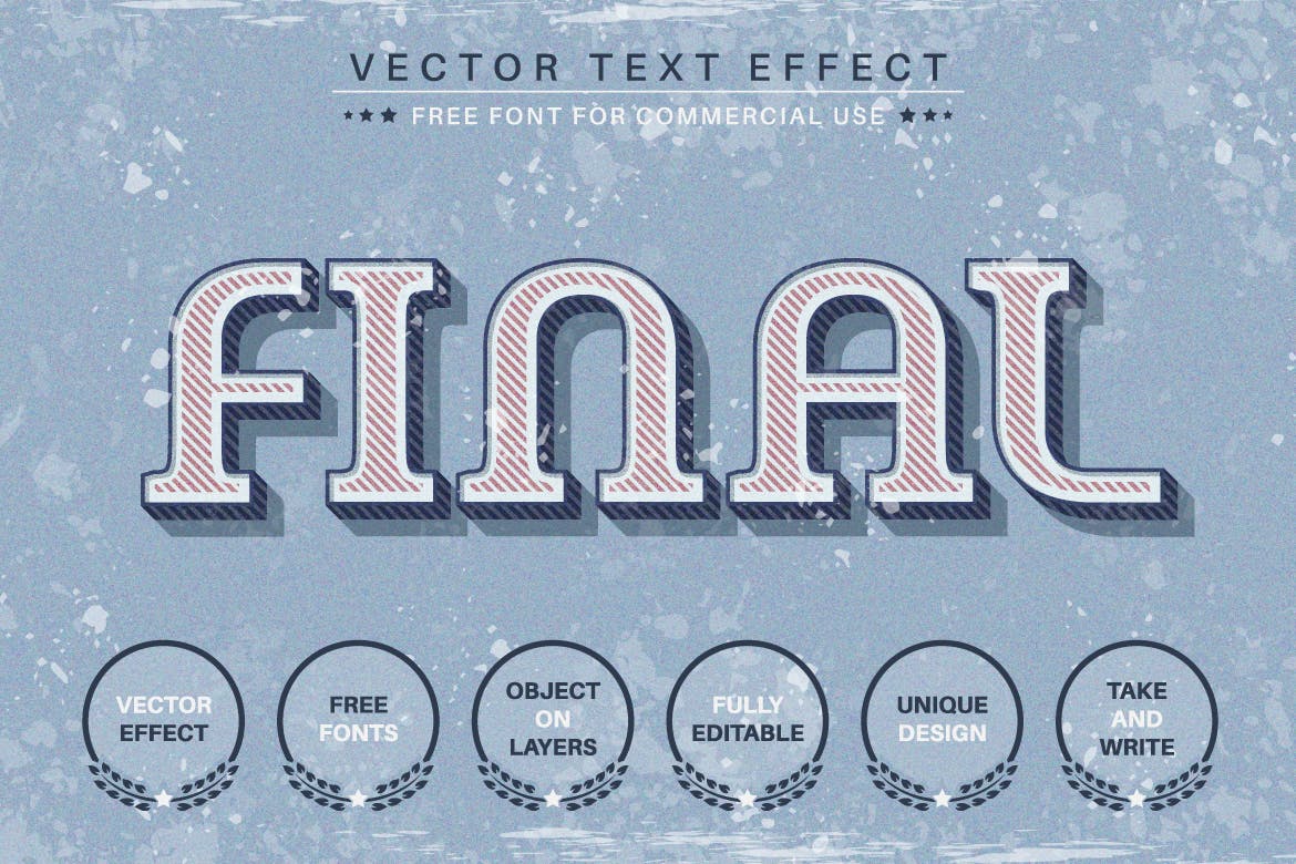经典复古矢量文字效果字体样式 Classic Retro – Editable Text Effect, Font Style 插件预设 sucaiwan.com