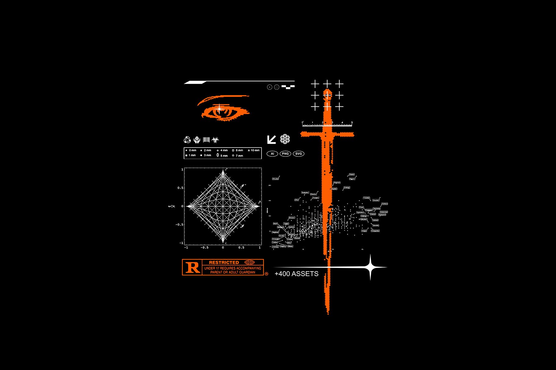 400+抽象艺术未来赛博朋克机甲风曼荼罗面具包装图标几何形状PNG&SVG&AI素材 图片素材 sucaiwan.com