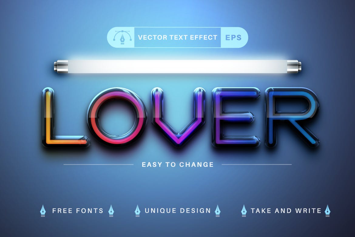 10种渐变彩虹矢量文字效果字体样式 Set 10 Rainbow Editable Text Effects, Font Styles 插件预设 sucaiwan.com