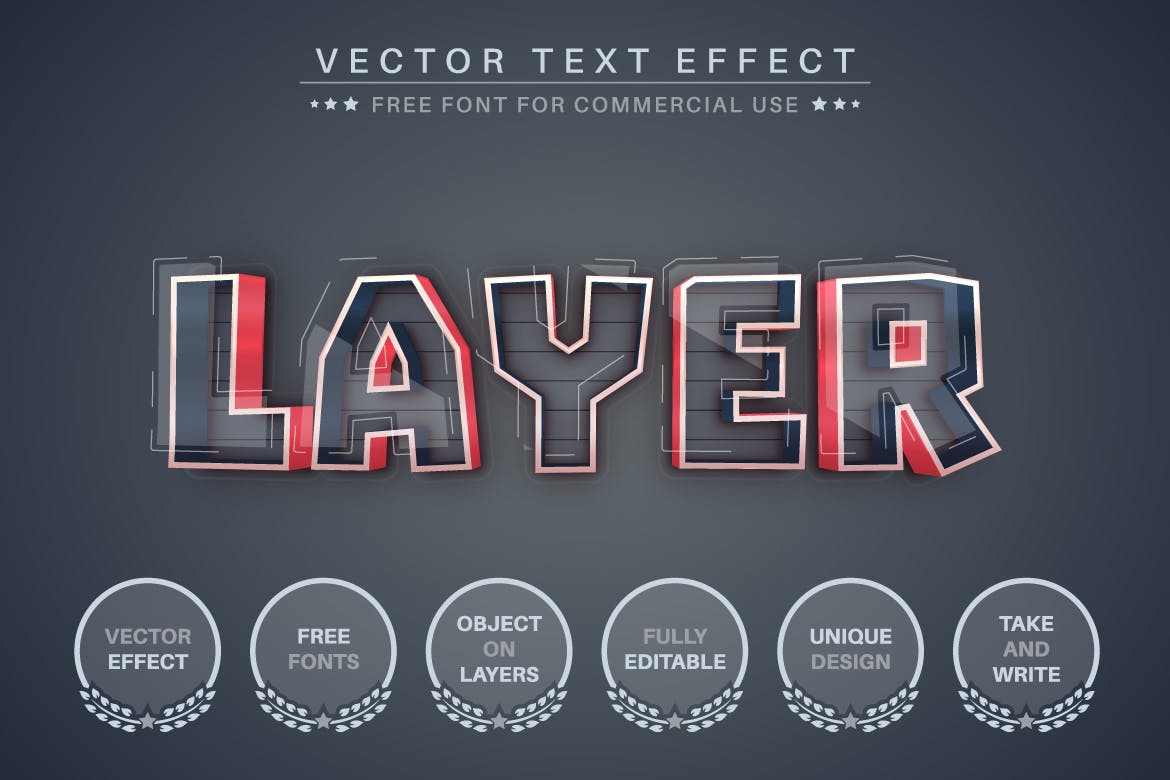 立体塑料感矢量文字效果字体样式 Plastic Stroke – Editable Text Effect, Font Style 插件预设 sucaiwan.com