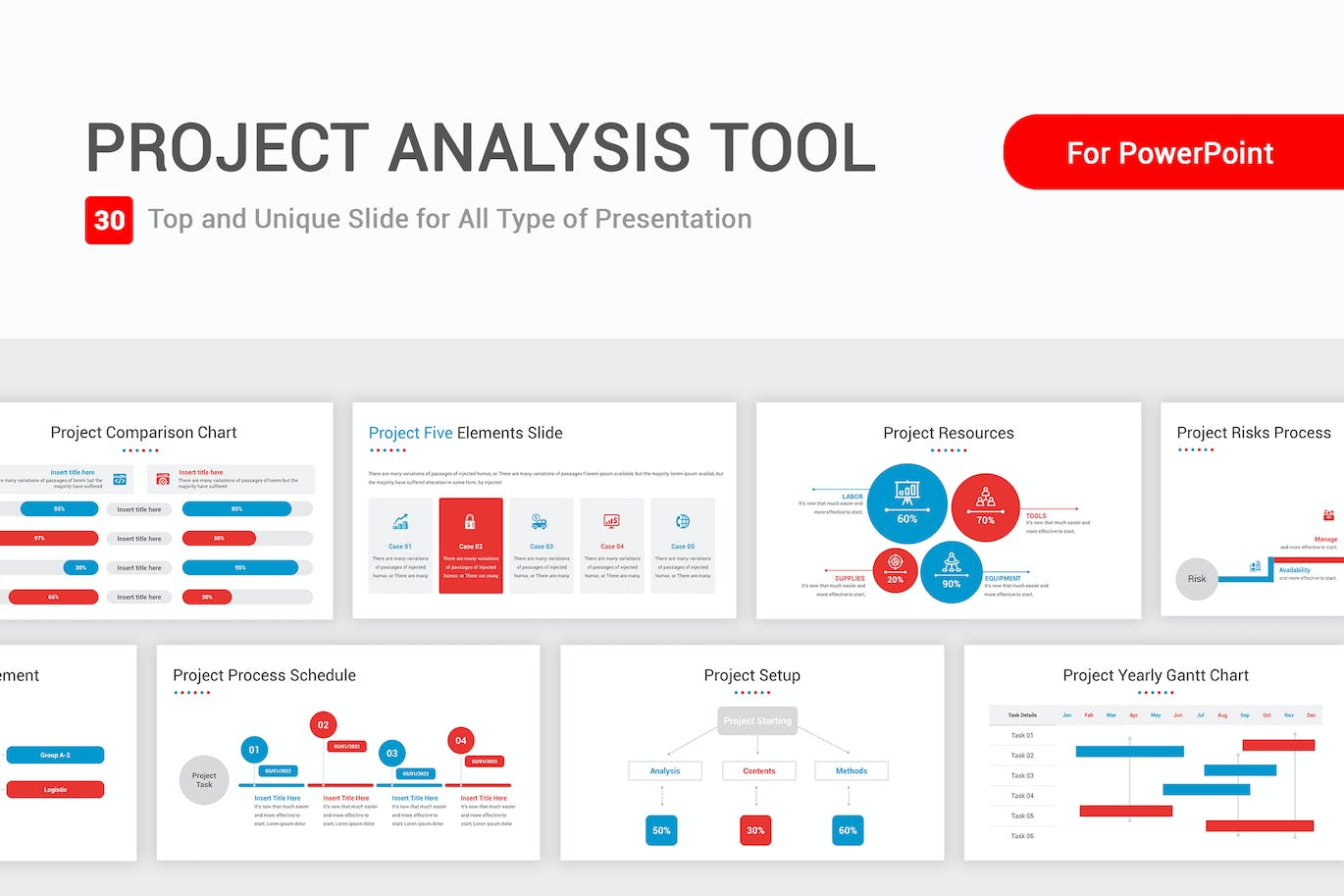 项目分析工具PPT设计模板 Project Analysis Tool Template PowerPoint Template 幻灯图表 sucaiwan.com