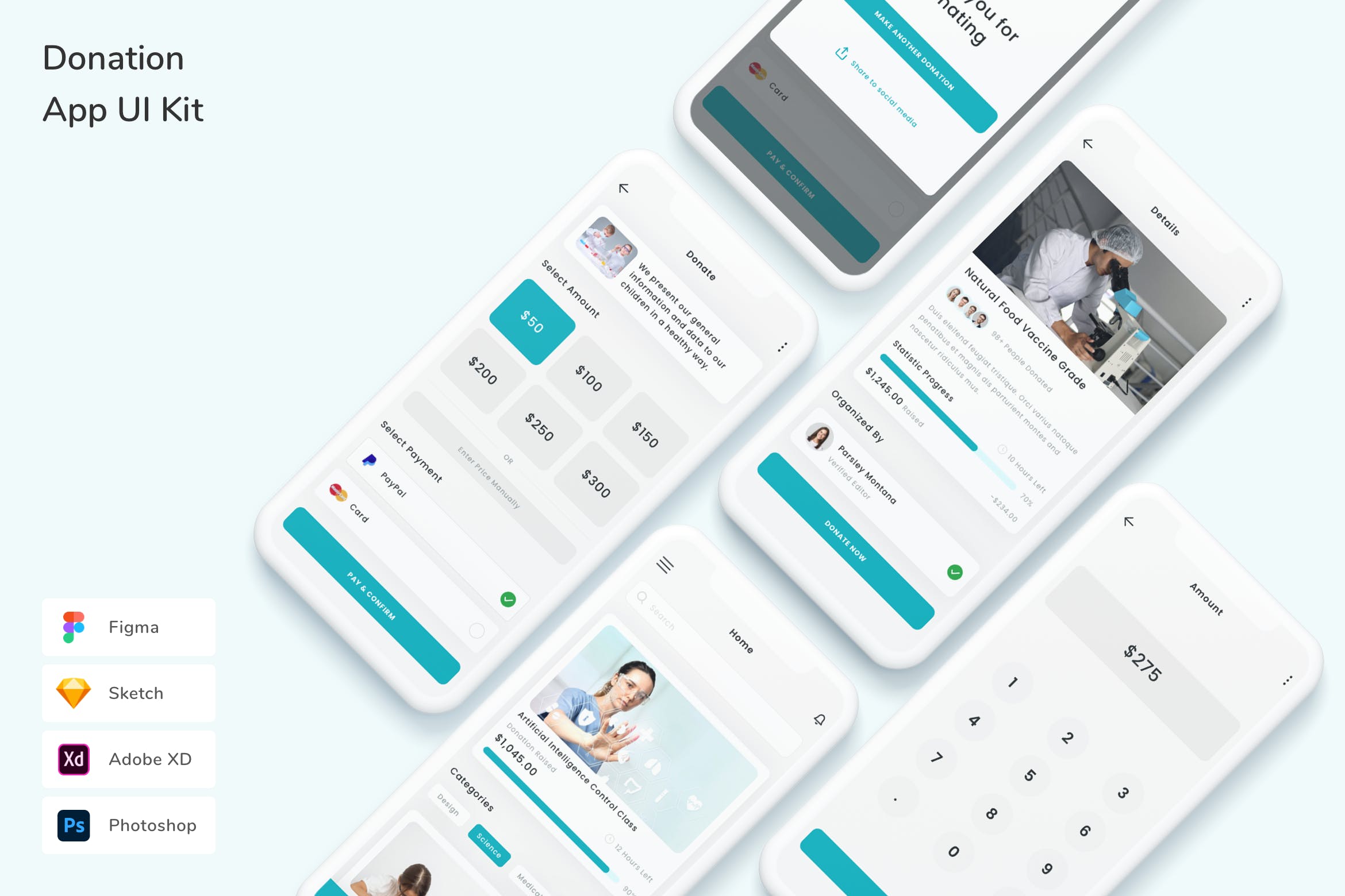 捐献捐赠移动应用UI设计套件 Donation App UI Kit APP UI sucaiwan.com