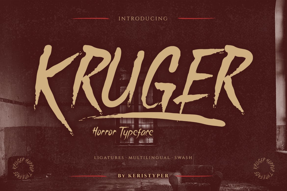 恐怖风格字体素材 Kruger Font 设计素材 sucaiwan.com