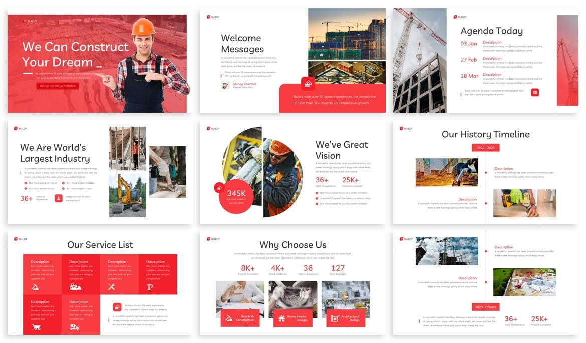 基建施工PowerPoint演示文稿模板 Buildy – Construction Powerpoint Template 幻灯图表 sucaiwan.com
