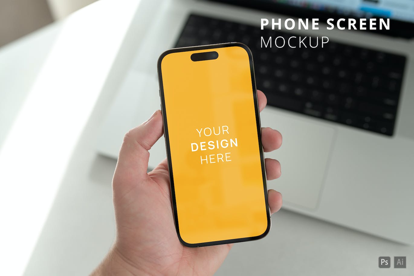 男性手拿iPhone 14 Pro手机样机图 POV iPhone 14 Pro in Mans Hand Mockup 样机素材 sucaiwan.com