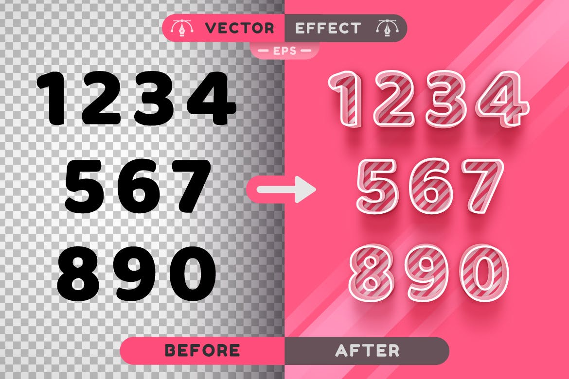 甜粉色糖果矢量文字效果字体样式 Sweet Pink Candy – Editable Text Effect Font Style 插件预设 sucaiwan.com