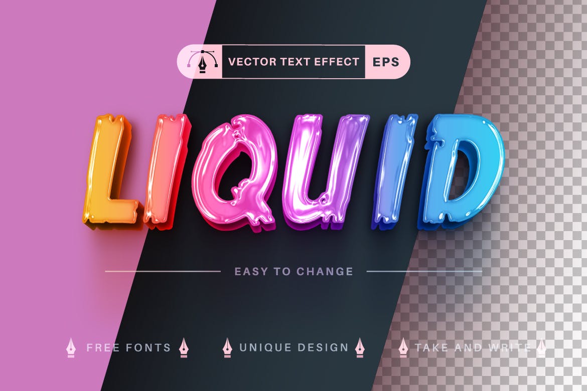 彩色液体矢量文字效果字体样式 Unicorn Slime – Editable Text Effect, Font Style 插件预设 sucaiwan.com