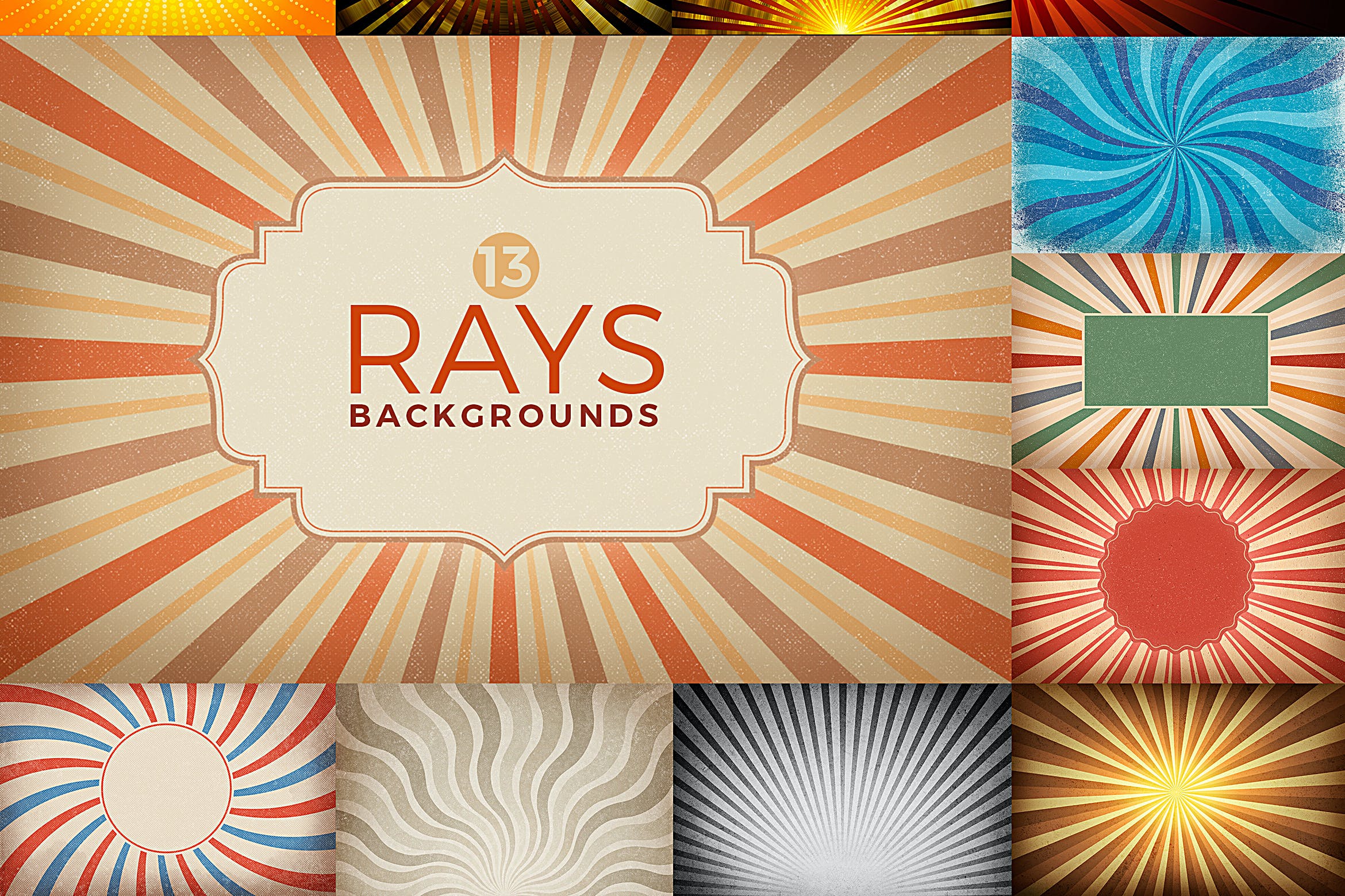 彩色复古射线光线背景 Rays Backgrounds 图片素材 sucaiwan.com