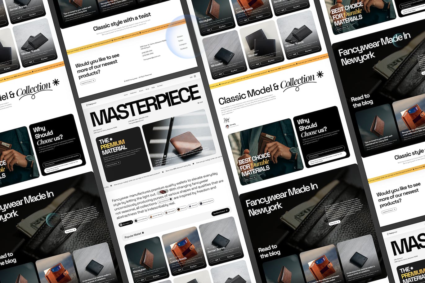 钱包产品网站着陆页设计模板 Fancywear- Wallet Product Landing Page APP UI sucaiwan.com