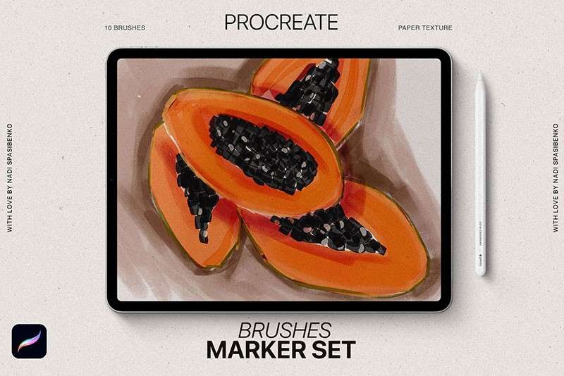 30个马克笔效果Procreate笔刷 笔刷资源 sucaiwan.com