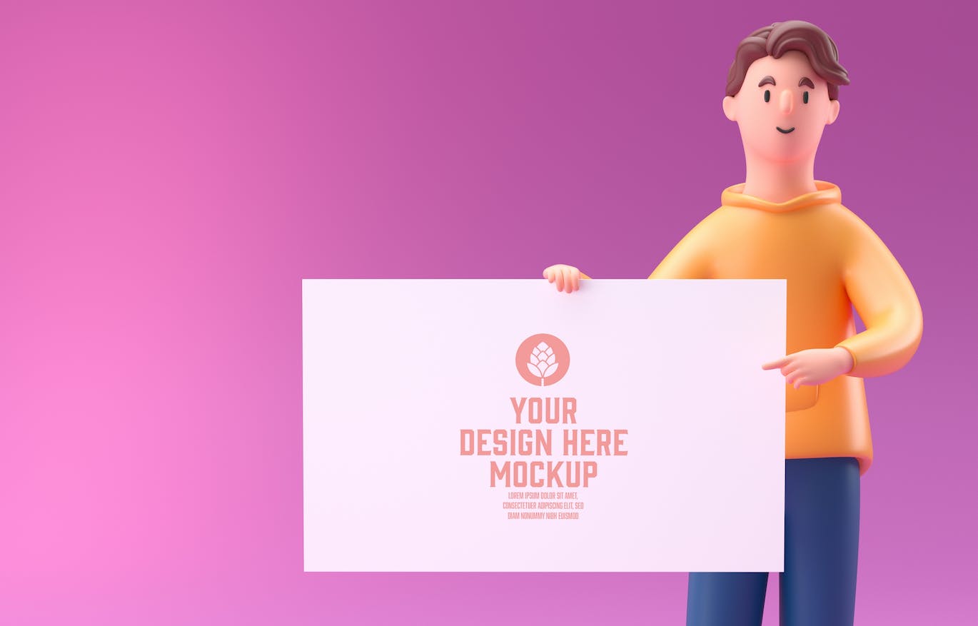 3D人物白板屏幕&手机样机图psd素材 Set People with white Board and Mobile Mockup 样机素材 sucaiwan.com