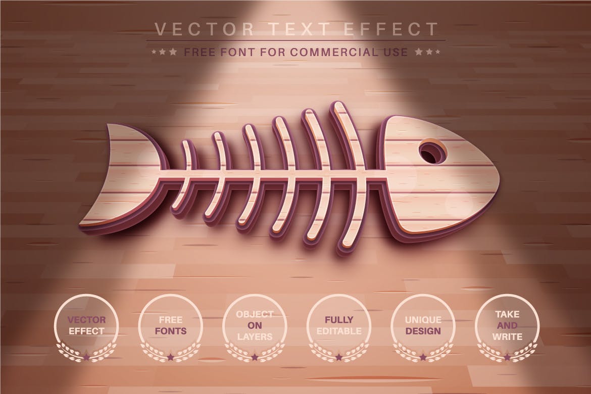 木材纹理字体样式矢量文本效果 Texture Wood – Editable Text Effect, Font Style 插件预设 sucaiwan.com