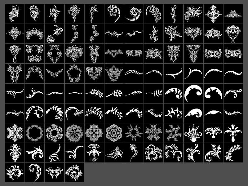 100个复古花纹PS形状，csh格式 图片素材 sucaiwan.com