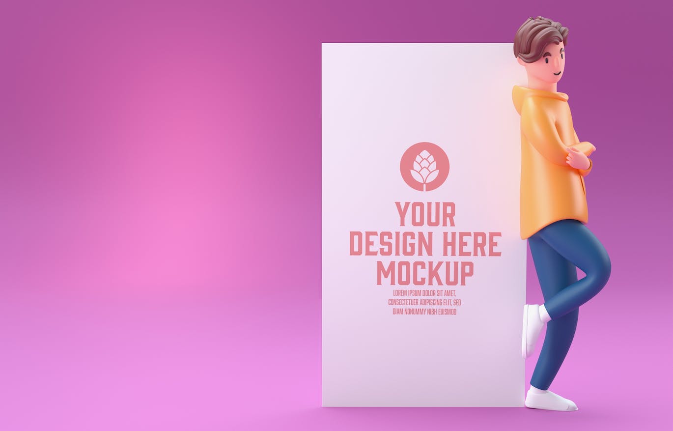3D人物白板屏幕&手机样机图psd素材 Set People with white Board and Mobile Mockup 样机素材 sucaiwan.com
