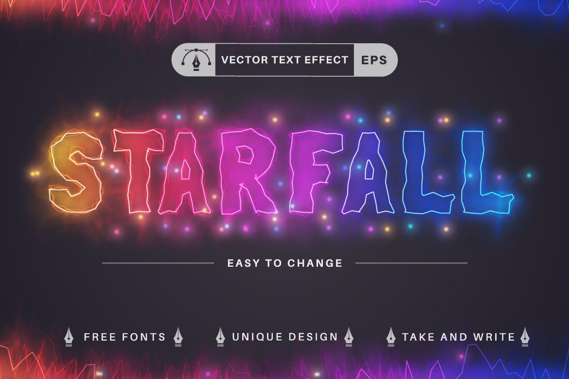 10种渐变彩虹矢量文字效果字体样式 Set 10 Rainbow Editable Text Effects, Font Styles 插件预设 sucaiwan.com