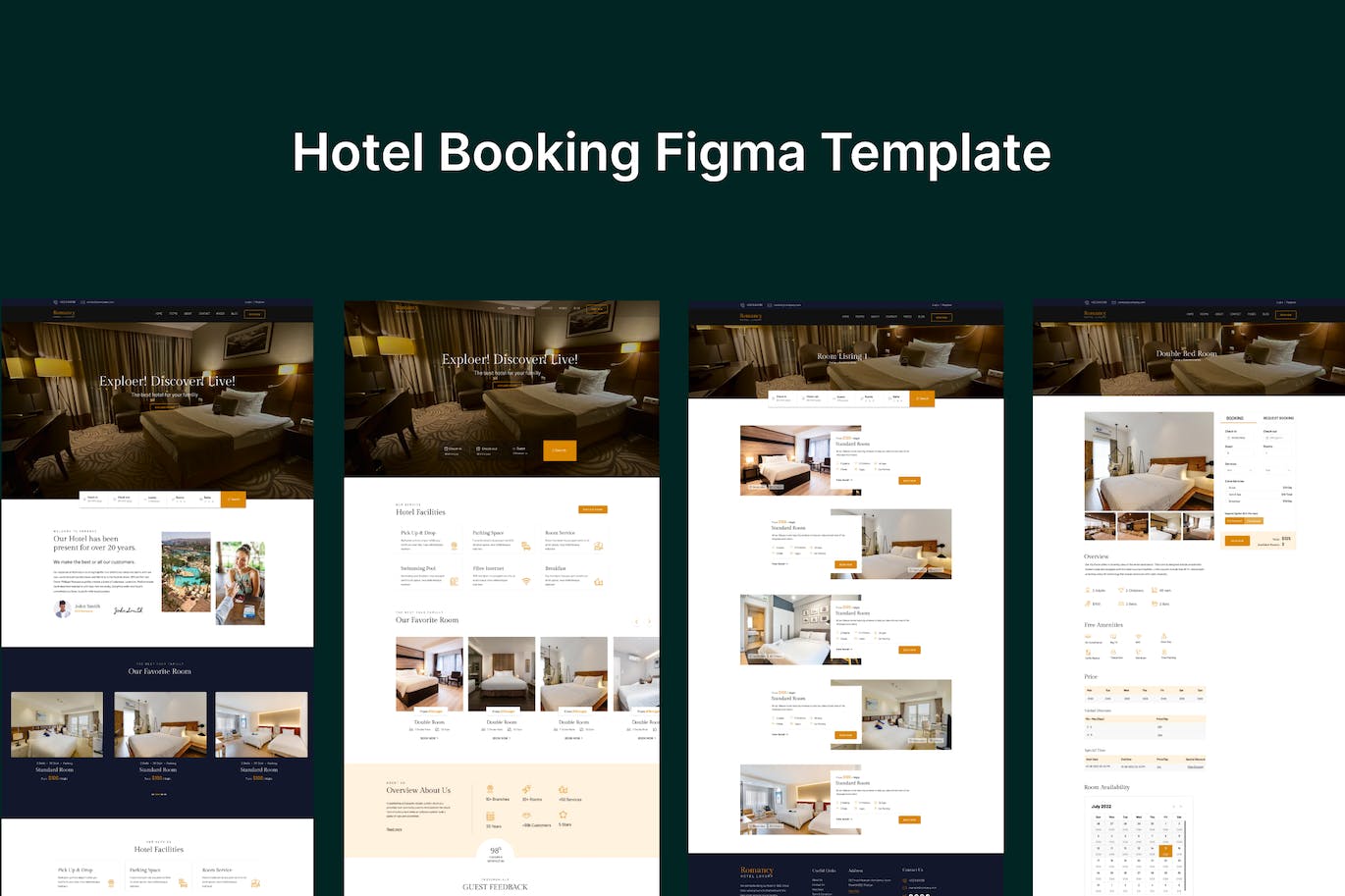 酒店预订网站布局UI设计fig模板 Hotel Booking Figma Template APP UI sucaiwan.com