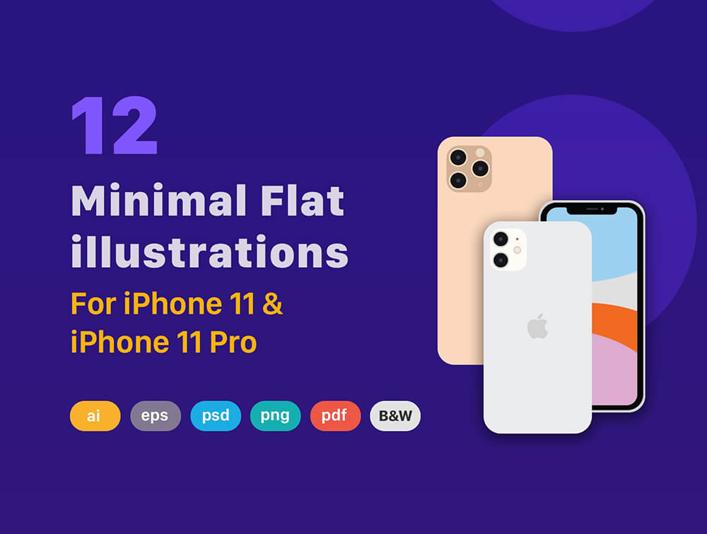 极简平面 iPhone 11 & 11 Pro矢量插画集 图片素材 sucaiwan.com