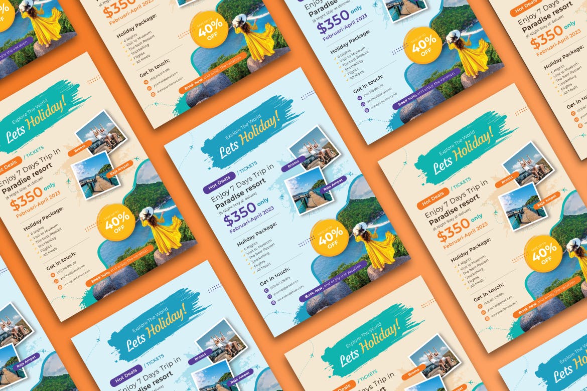 旅行社传单AI&EPS矢量模板 Travel Agency Flyer Ai & EPS Template 设计素材 sucaiwan.com