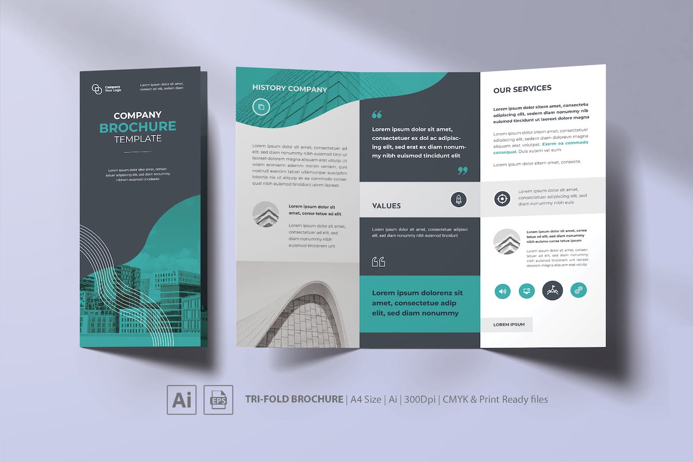 公司业务三折小册子设计模板 Company Trifold Brochure 设计素材 sucaiwan.com