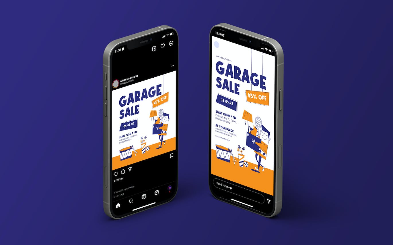 旧商品回收宣传单设计 Garage Sale Flyer Mid Century Style 设计素材 sucaiwan.com