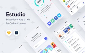 在线课程教育App移动应用程序UI套件