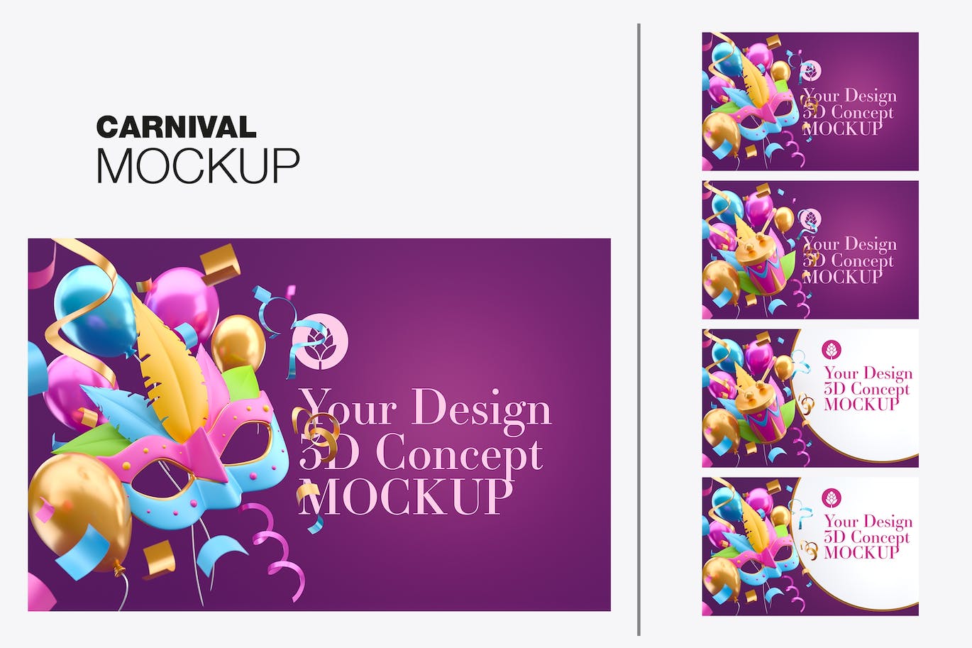 狂欢节嘉年华框架样机图psd素材 Set Carnival Mockup 样机素材 sucaiwan.com