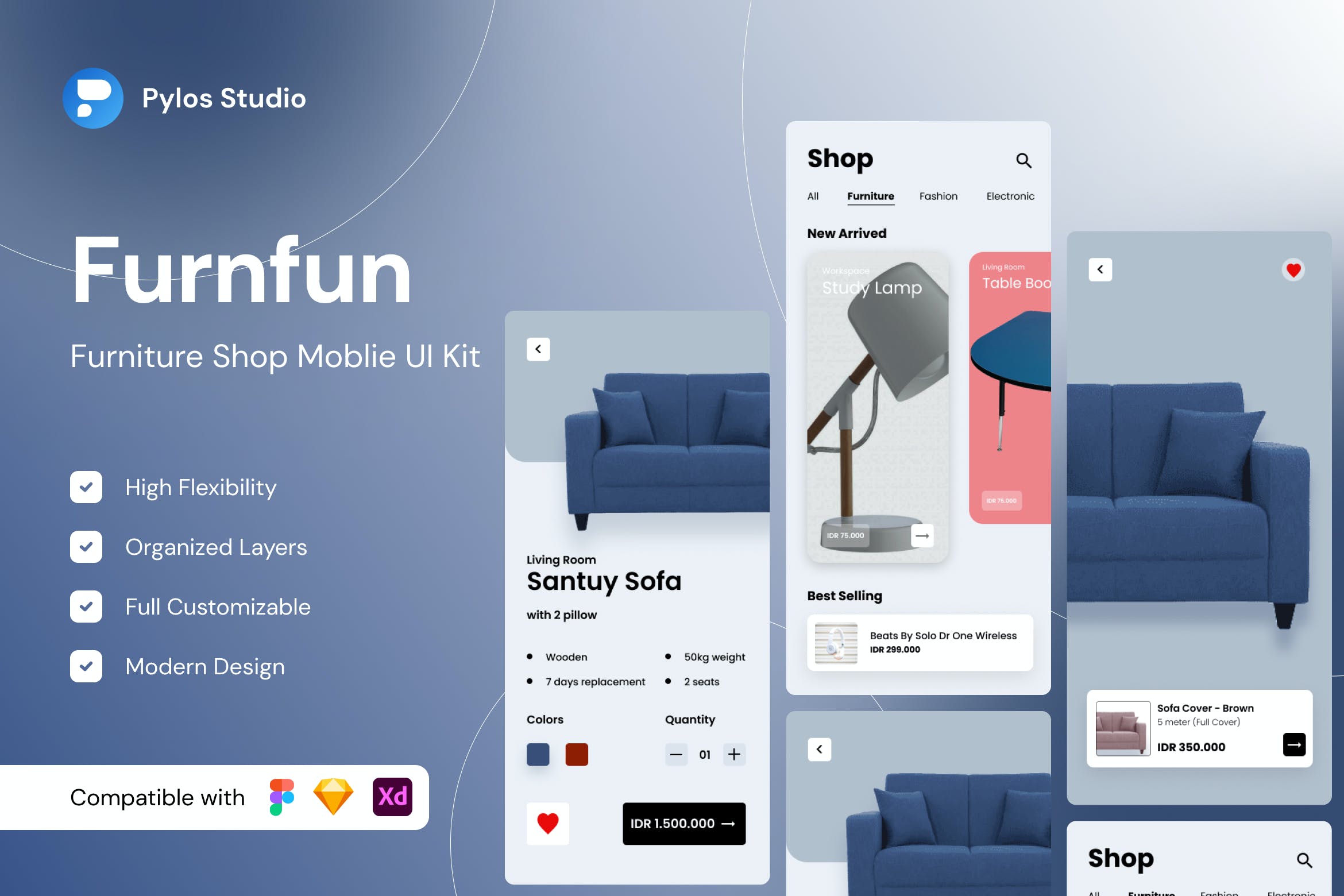 家具电商App应用程序界面设计UI套件 Furnfun – Furniture Shop Mobile App UI Kits APP UI sucaiwan.com