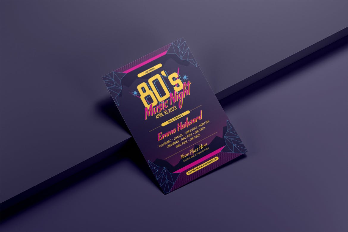 80年代音乐会宣传单模板 80s Music Concert – Flyer Media Kit 设计素材 sucaiwan.com