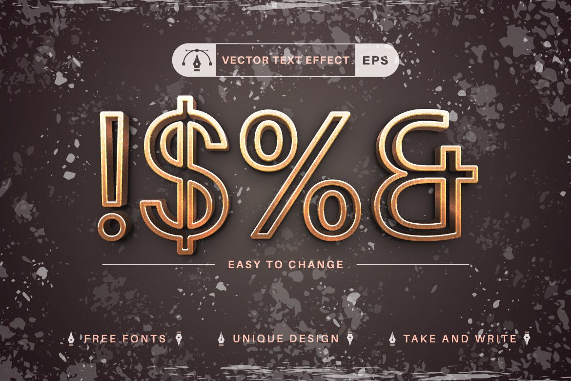 锈金属矢量文字效果字体样式 Rust – Editable Text Effect, Font Style 插件预设 sucaiwan.com