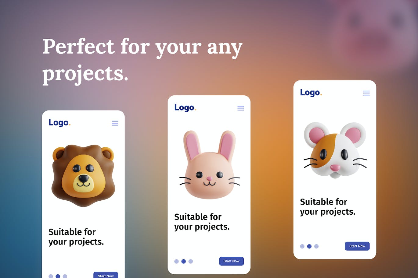 3D动物头像图标集v2 Animals v.2 3D Icon Set 图标素材 sucaiwan.com