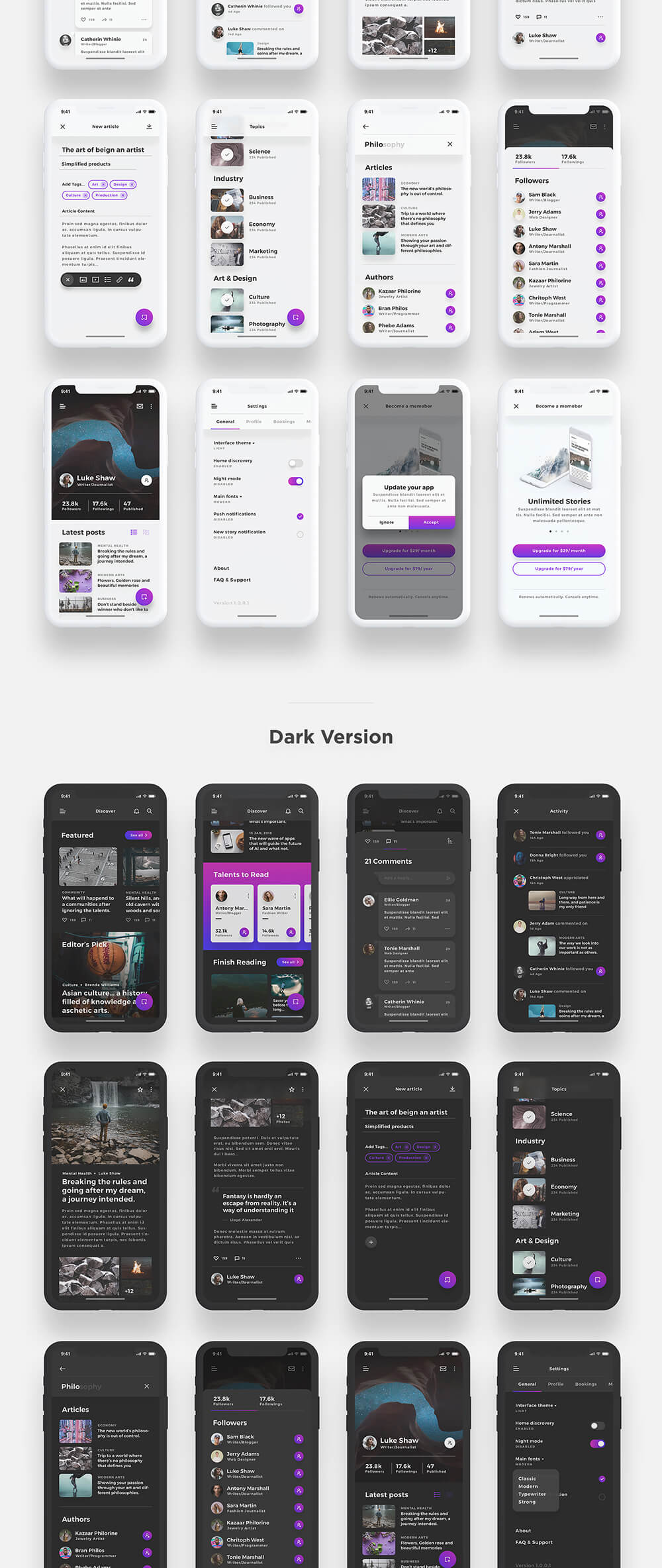 美学博客和出版App应用程序UI套件 APP UI sucaiwan.com