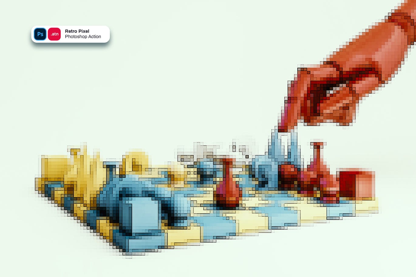 复古像素效果照片处理PS动作 Retro Pixel Photoshop Action 插件预设 sucaiwan.com