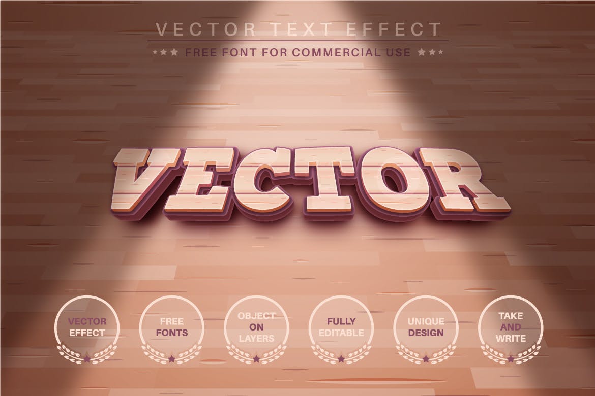 木材纹理字体样式矢量文本效果 Texture Wood – Editable Text Effect, Font Style 插件预设 sucaiwan.com